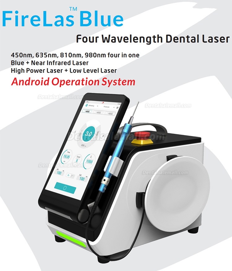Gigaalaser FireLas Blue Dental Diode Laser GaAlAs 635nm/445nm/810nm/970nm (200mW+3W+7W+10W)